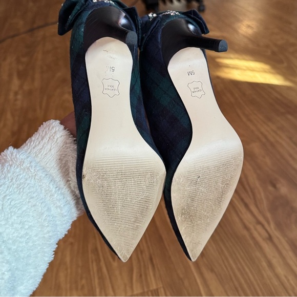 Talbots Plaid Bow Heels with Rhinestones - Picture 5 of 6